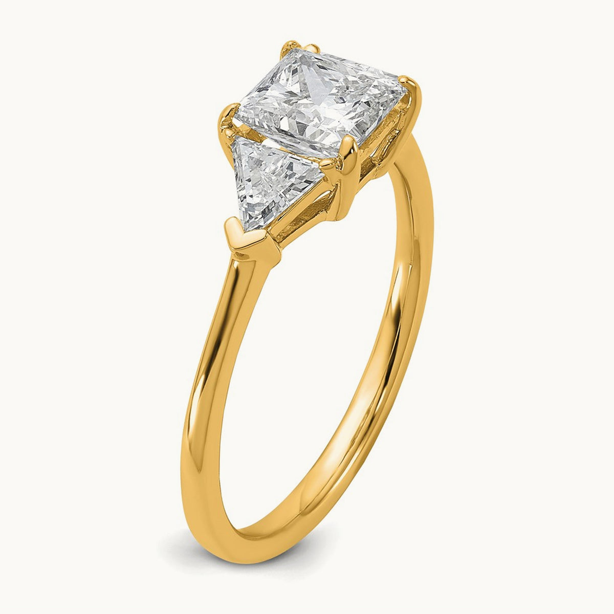 Princess/Trillion Engagement Ring, 1.50-4.00 ct tw Lab-Grown Diamond — 1 1/2 ct, VS (Best), 14K Yellow Gold