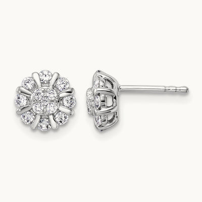 Halo Post Earrings, 0.50 ct tw Lab-Grown Diamond