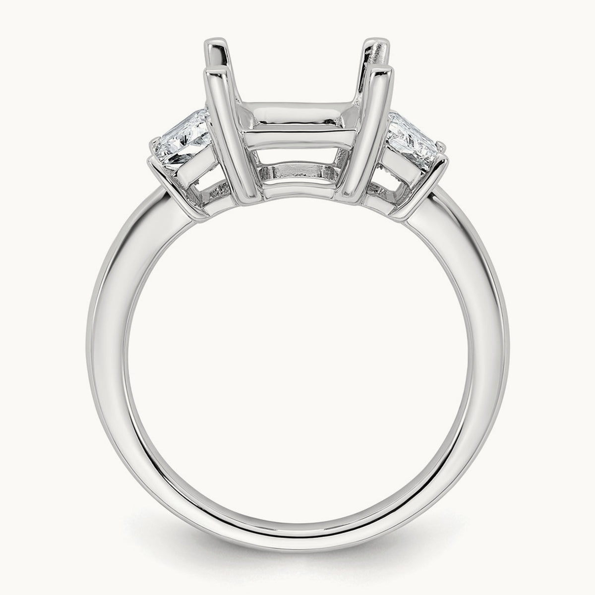Trapezoid Radiant Semi-Mount Engagement Ring — 14K White Gold, 1 ct, 7
