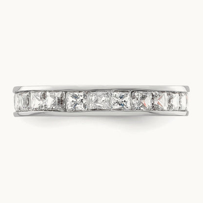 Polished Princess Channel Set Diamond Eternity Band, 2.00 ct tw — 14K White Gold