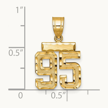 Small Brushed Diamond-cut Number 95 Charm, 14K
