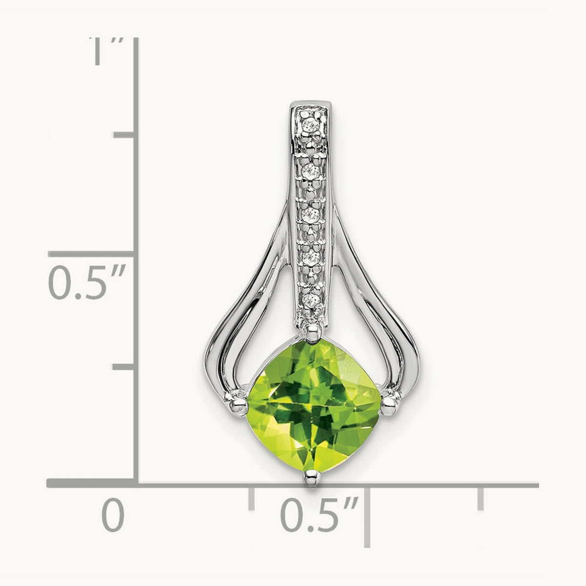 Peridot and Diamond Pendant — 14K White Gold