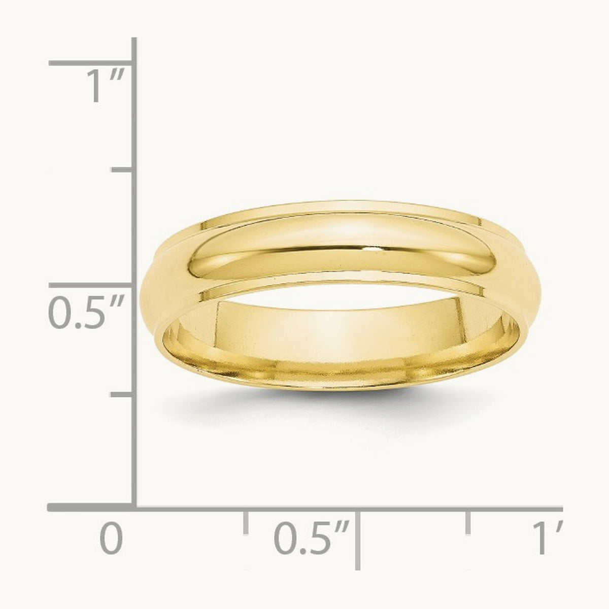 Half Round with Edge Band, 5mm, 10K Yellow Gold