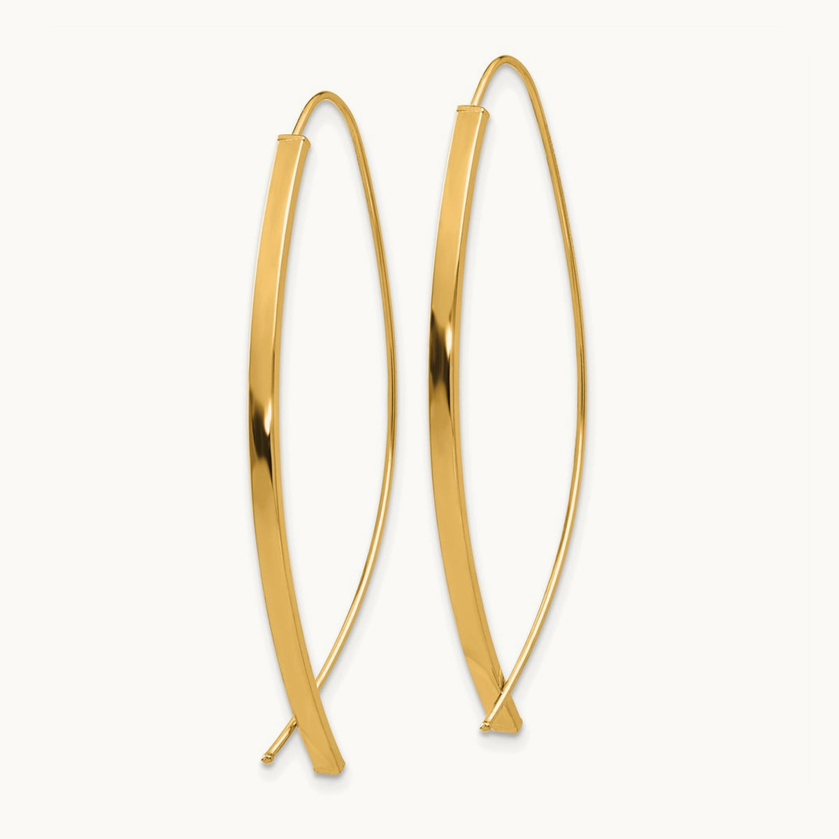 Square Tube Wire Threader Earrings — 14K Yellow Gold