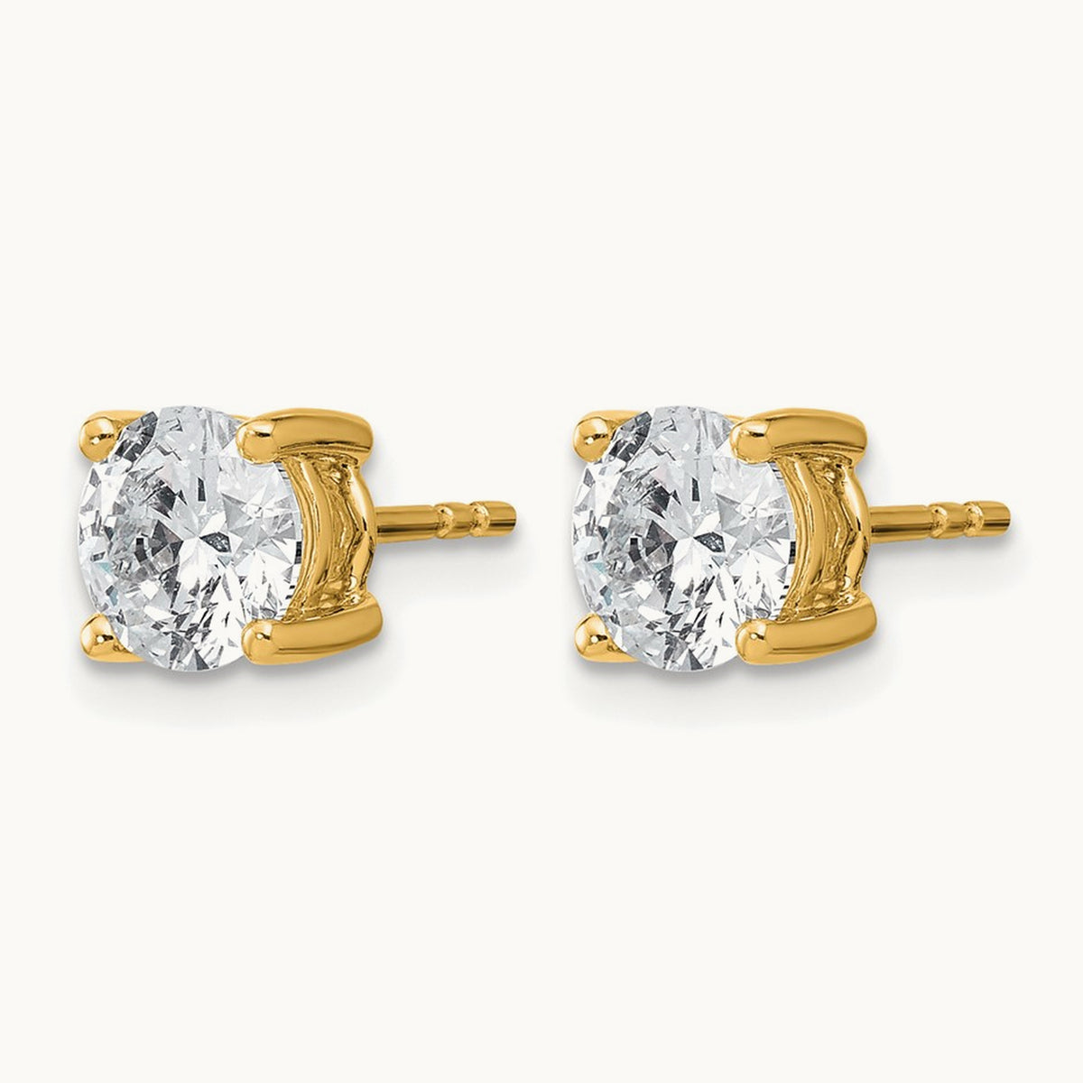 Round Heavyweight Stud Earrings, 0.10-7.00 ct tw Lab-Grown Diamond — 2 ct, 14K Yellow Gold