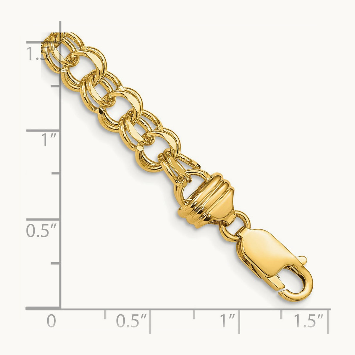 7in Solid Double Link Charm Bracelet — 14K Yellow Gold, 6.5mm