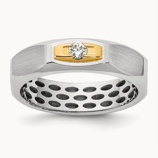 14ktt IB Goodman Mens Satin Complete 1/10ct Diamond Ring