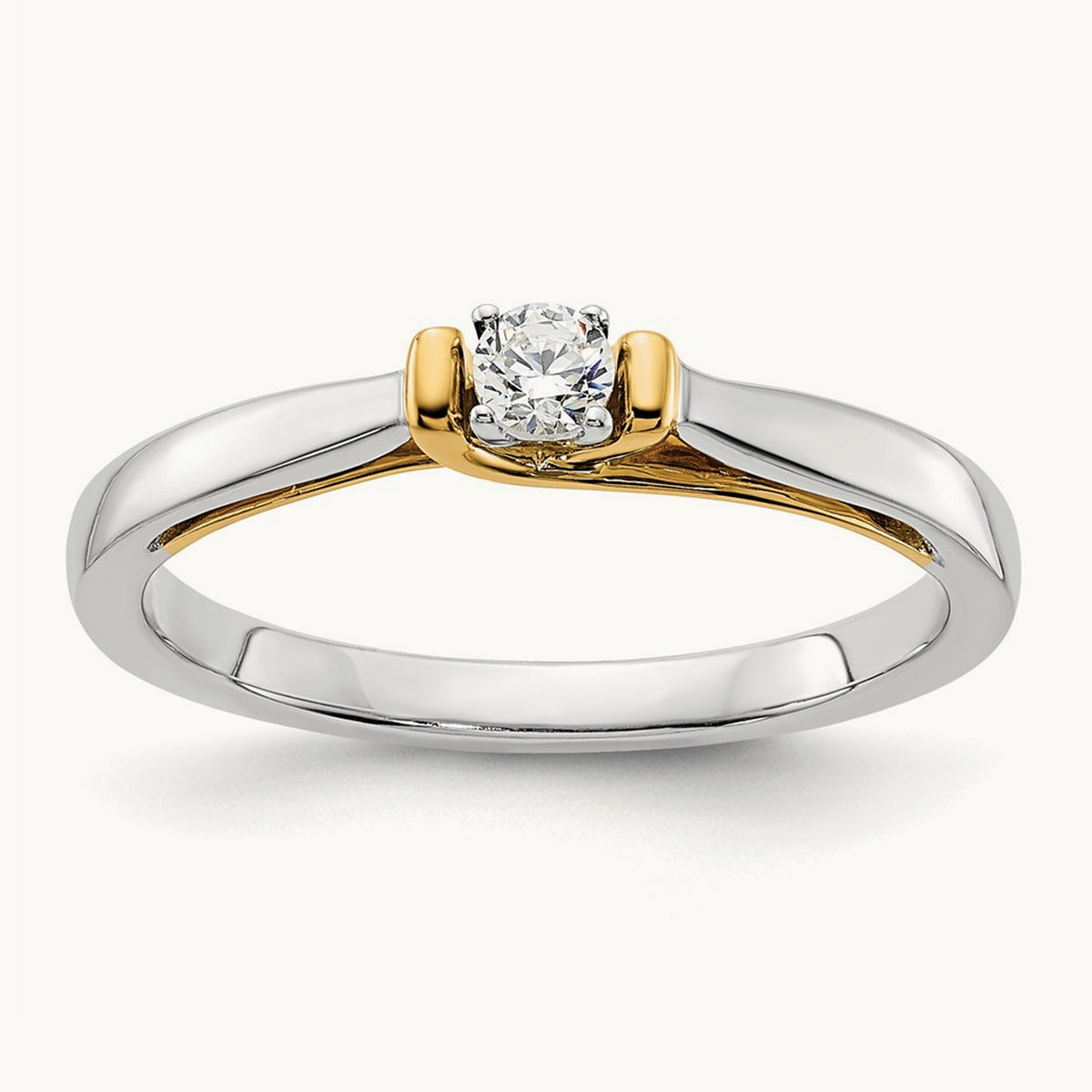 First Promise Polish Comp. Round Dia. Prom/Engagement Ring, 14K Two-tone