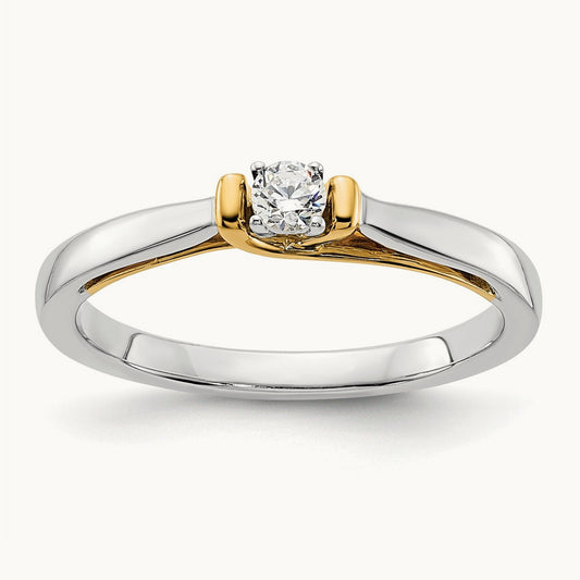 First Promise Polish Comp. Round Dia. Prom/Engagement Ring, 14K Two-tone