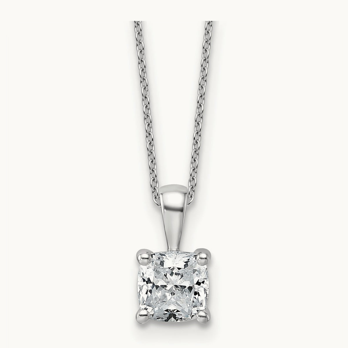 Cushion Pendant Necklace, 0.50-2.00 ct tw Lab-Grown Diamond — 1 1/2 ct, 14K White Gold