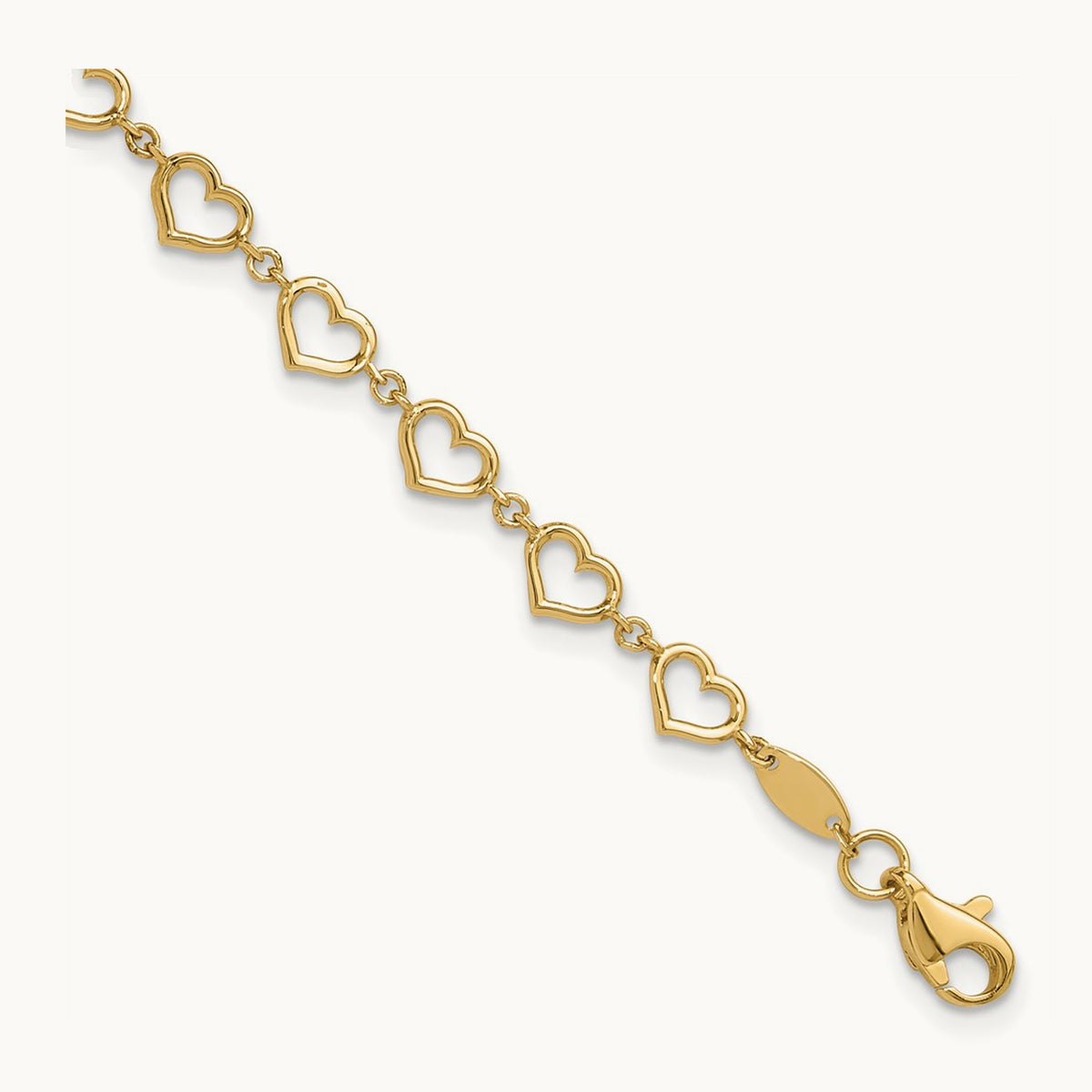 Polished Heart Link Bracelet — 7.5mm