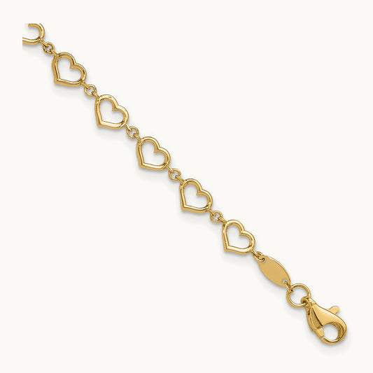 Polished Heart Link Bracelet — 7.5mm