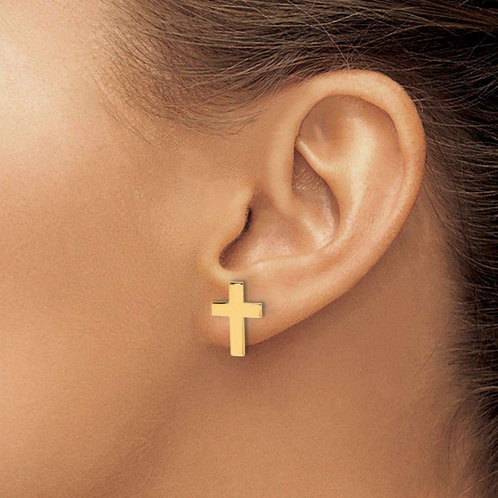 Polished Cross Earrings — 14.5mm