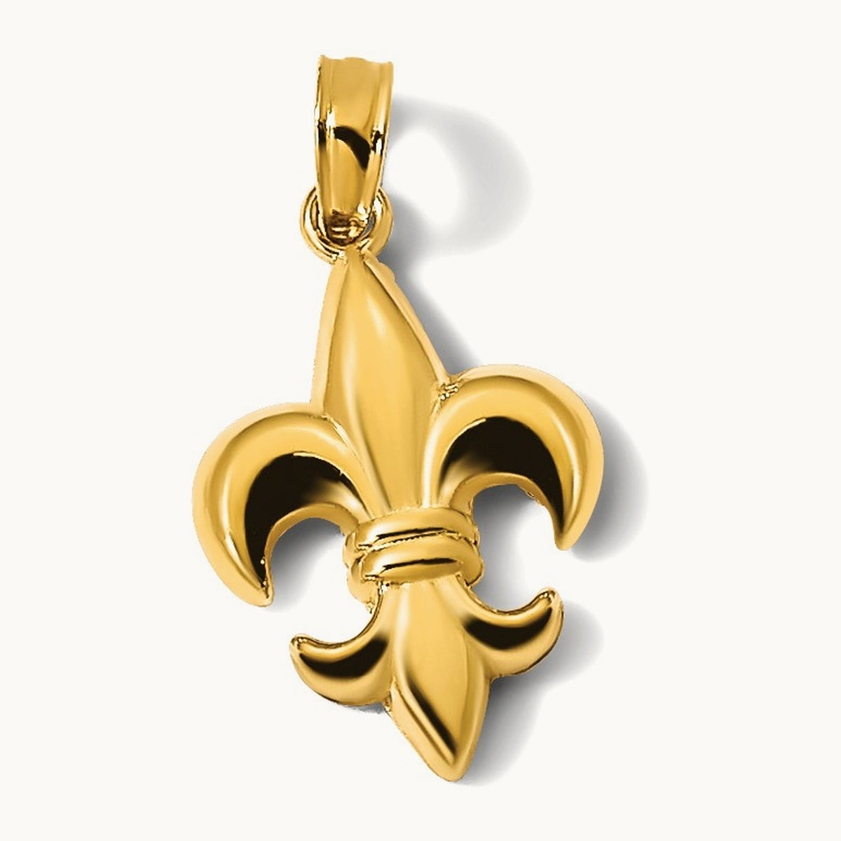 2-D Small Fleur de Lis Charm — 14K White Gold