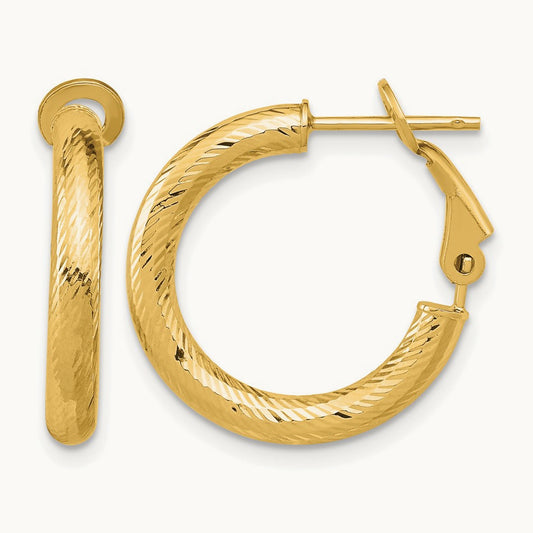 3x15 D/C Round Omega Back Hoop Earrings, 10K — Leslie's