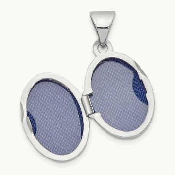 Oval Plain Assembled Locket, 13mm, 14K White Gold