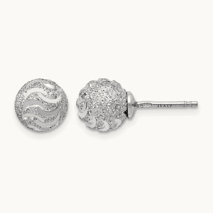 RH-plated Laser-cut Ball Post Earrings, Sterling Silver — Leslie's