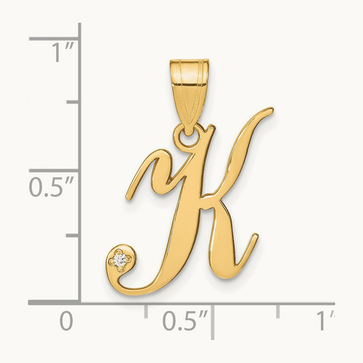 Script Initial Pendant with Diamond — K