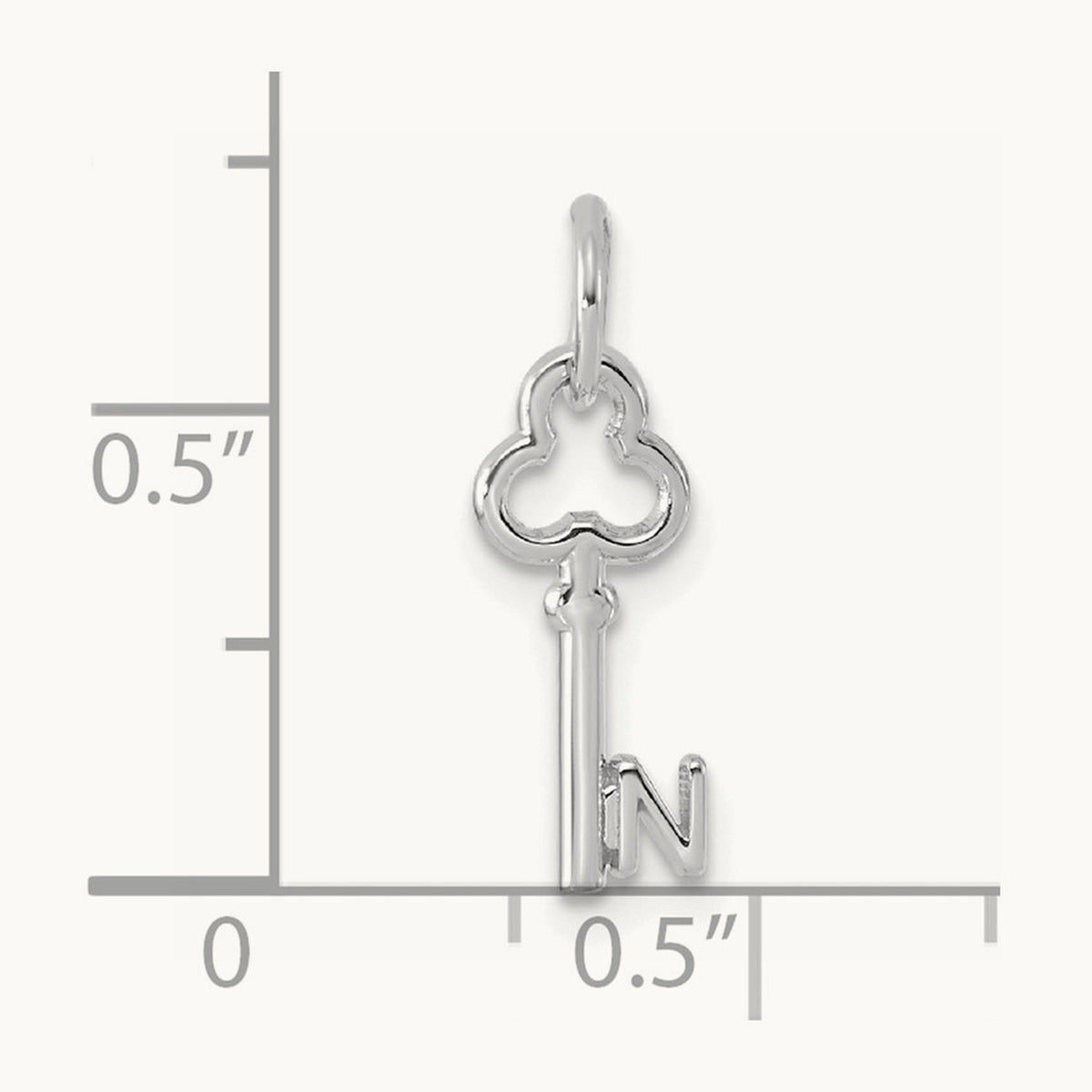 Key Initial Charm — 14K White Gold, N