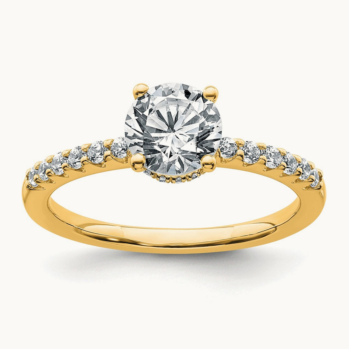 Round Engagement Ring, 1.25-2.75 ct tw Lab-Grown Diamond — 1 1/4 ct, 14K Yellow Gold