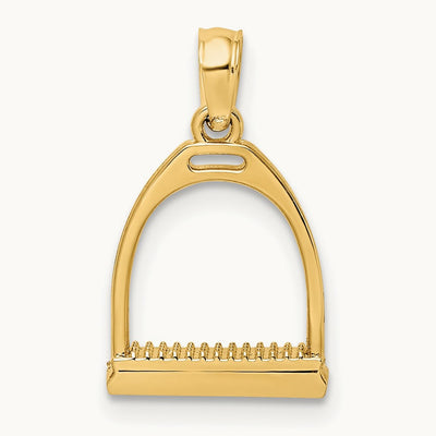 3-D Polish Small Horse Stirrup Charm, 14K