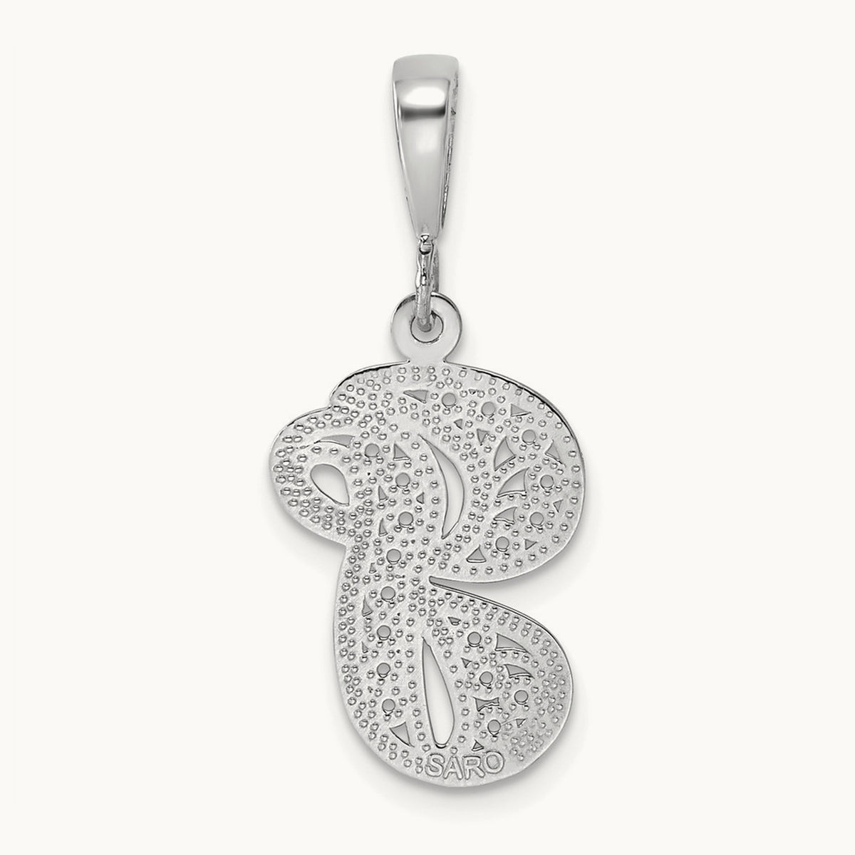 Solid Polished Script Filigree Initial Pendant — G
