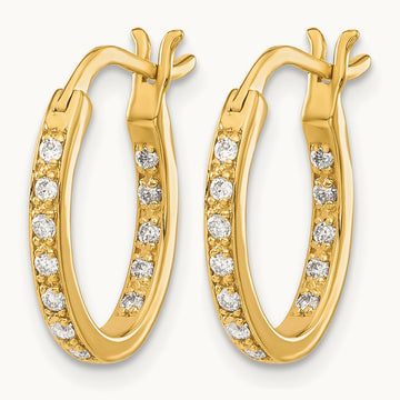 Diamond In/Out Hoop Earrings — 14K Yellow Gold, 15mm