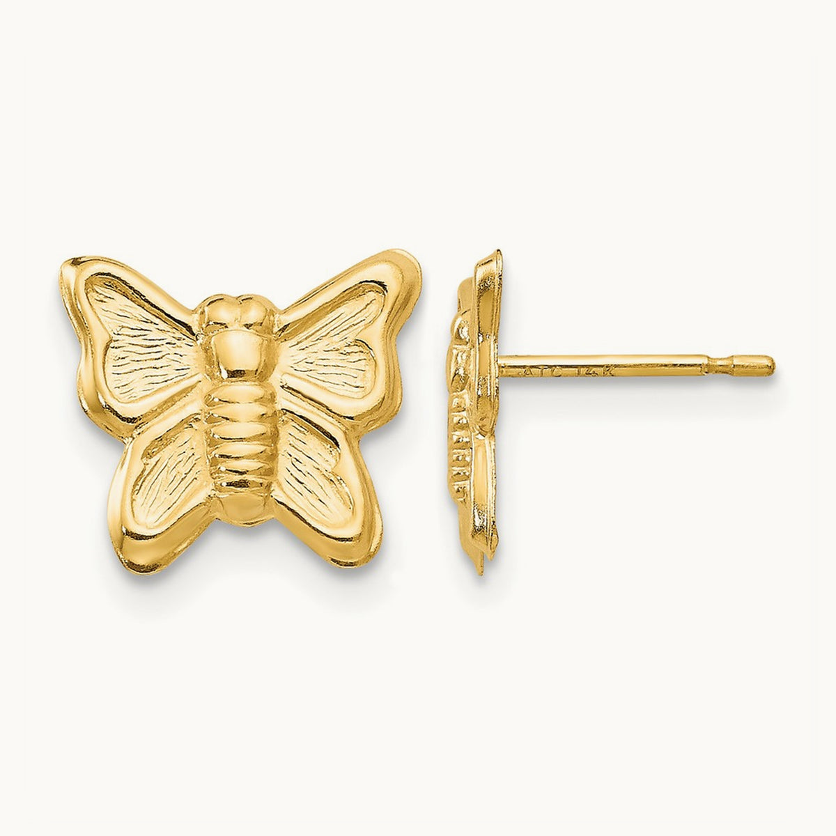 Butterfly Post Earrings — 14K Yellow Gold, 10mm