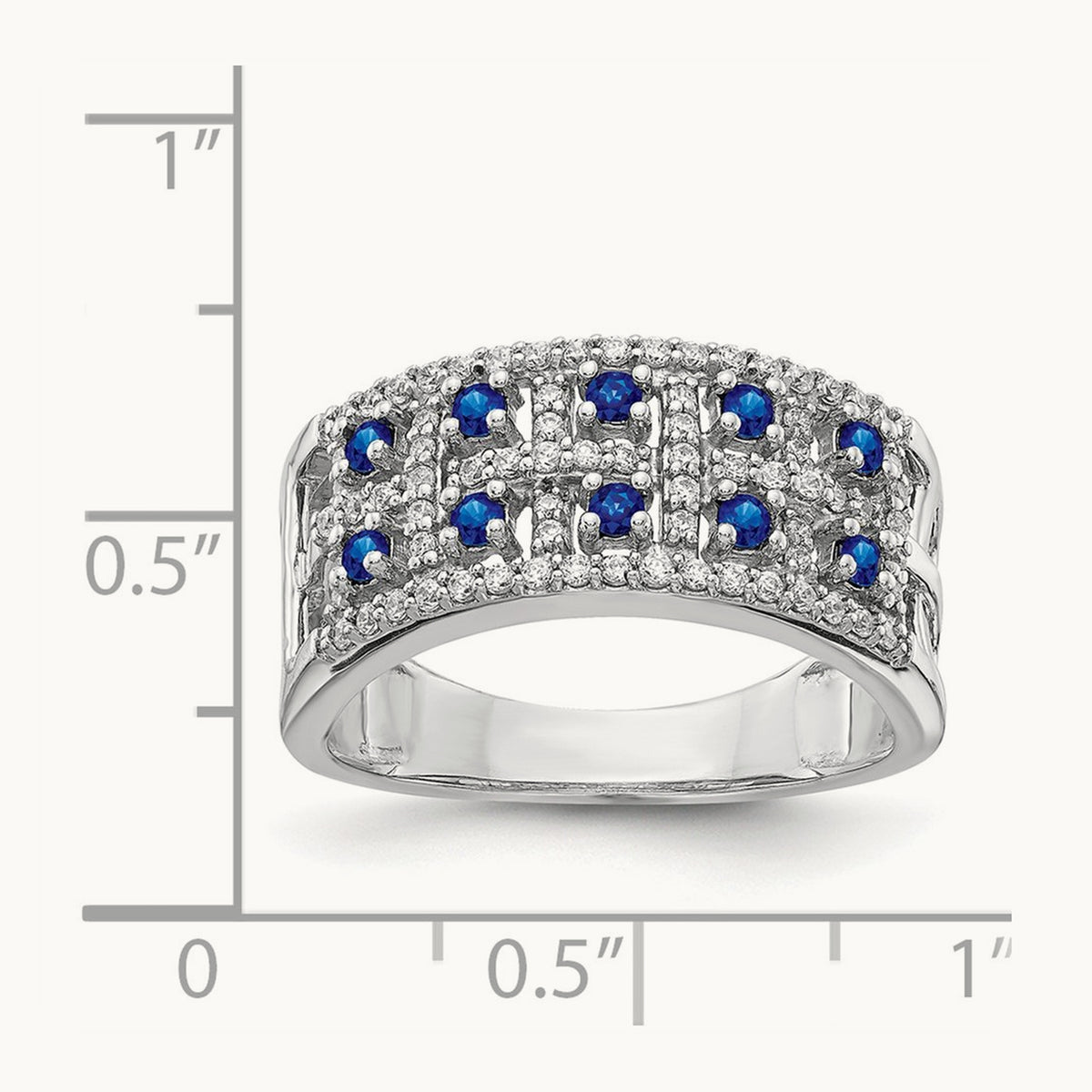 Diamond and Sapphire Fancy Ring, 14K White Gold