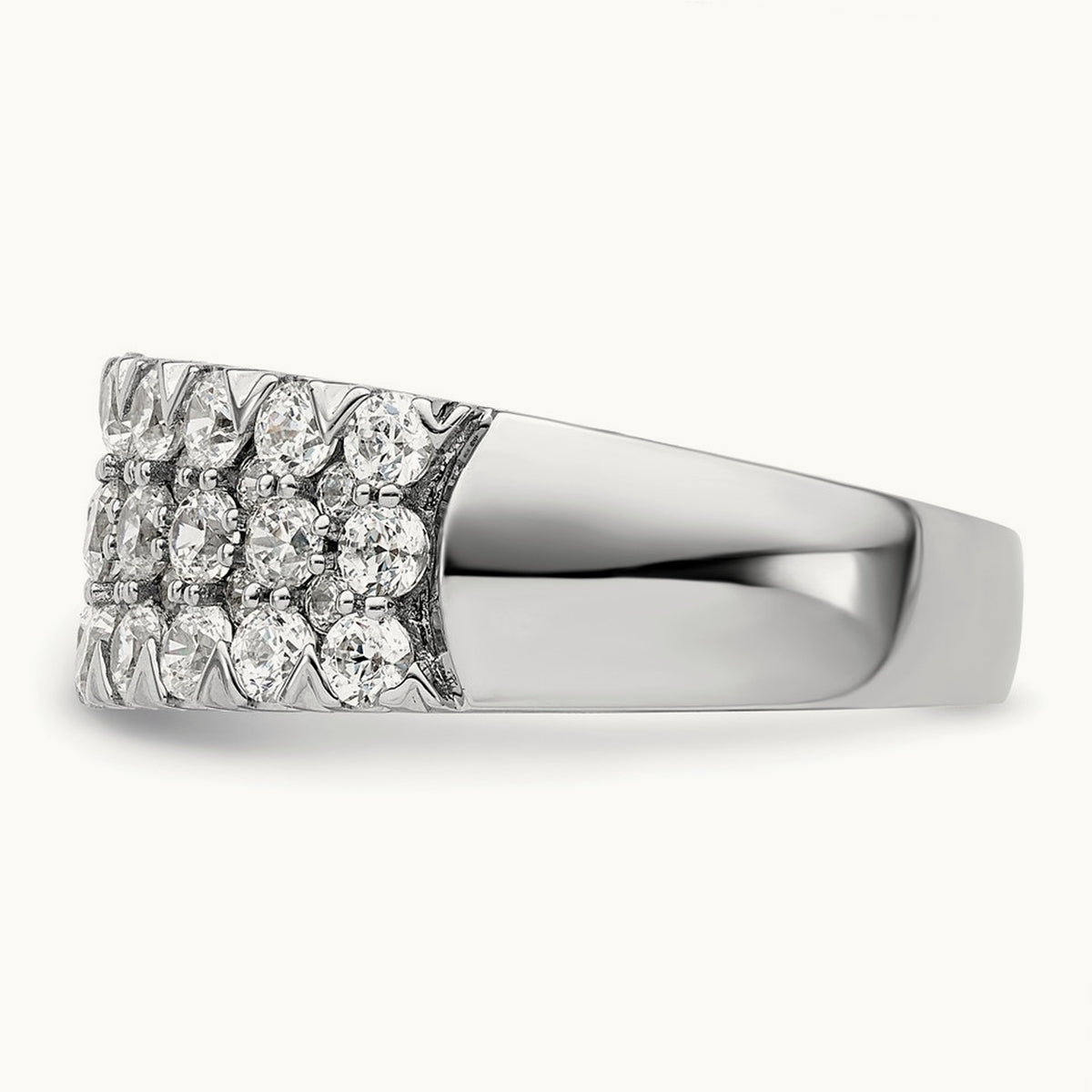 Triple Row Band, 1.50-3.00 ct tw Lab-Grown Diamond — 1 1/2 ct, 14K White Gold, 7