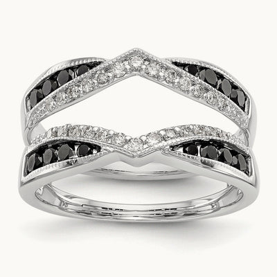 Black and White Diamond Guard, 14K White Gold