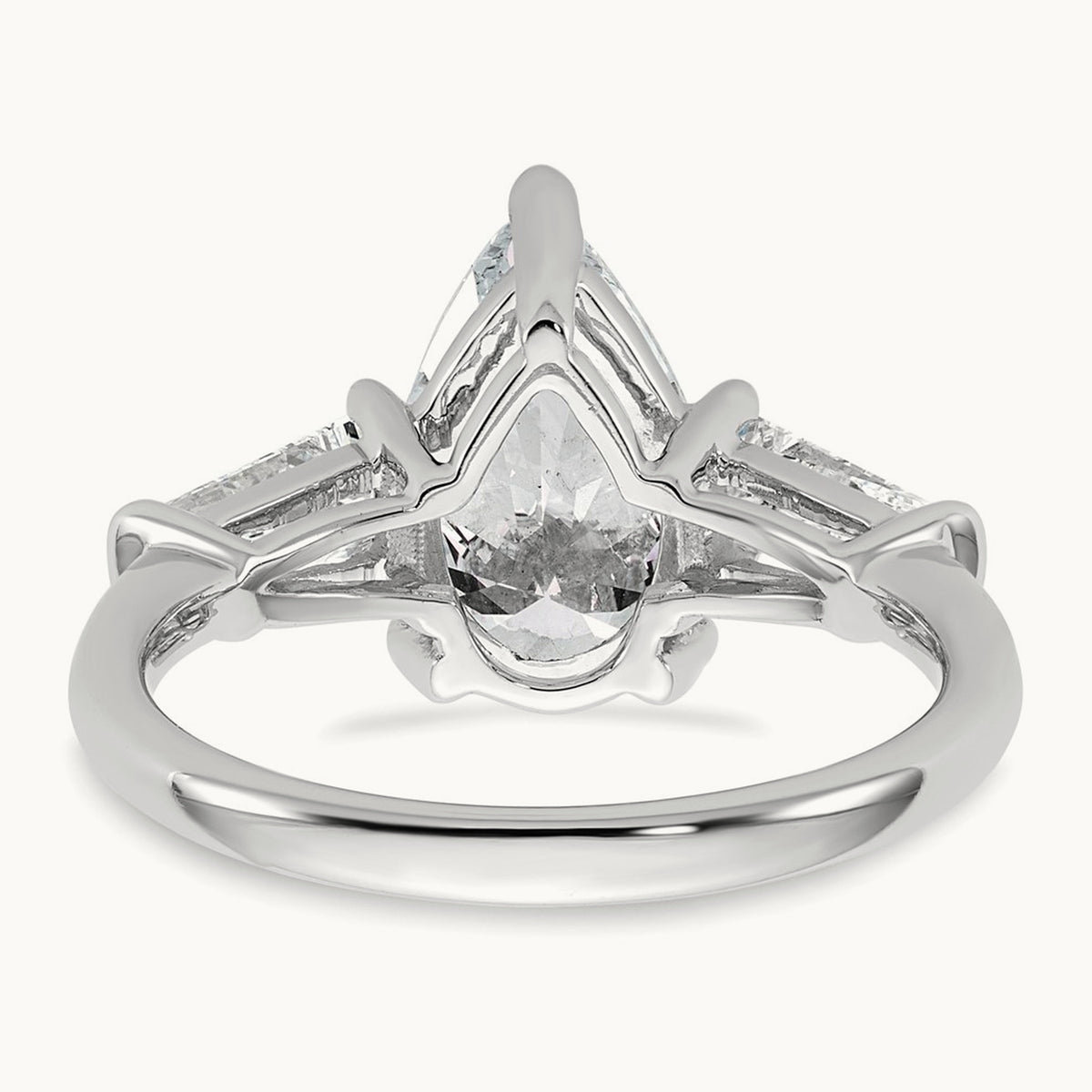 Pear/Baguette Engagement Ring, 1.50-6.75 ct tw Lab-Grown Diamond — 3 1/3 ct, 14K White Gold