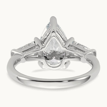 Pear/Baguette Engagement Ring, 1.50-6.75 ct tw Lab-Grown Diamond — 3 1/3 ct, 14K White Gold