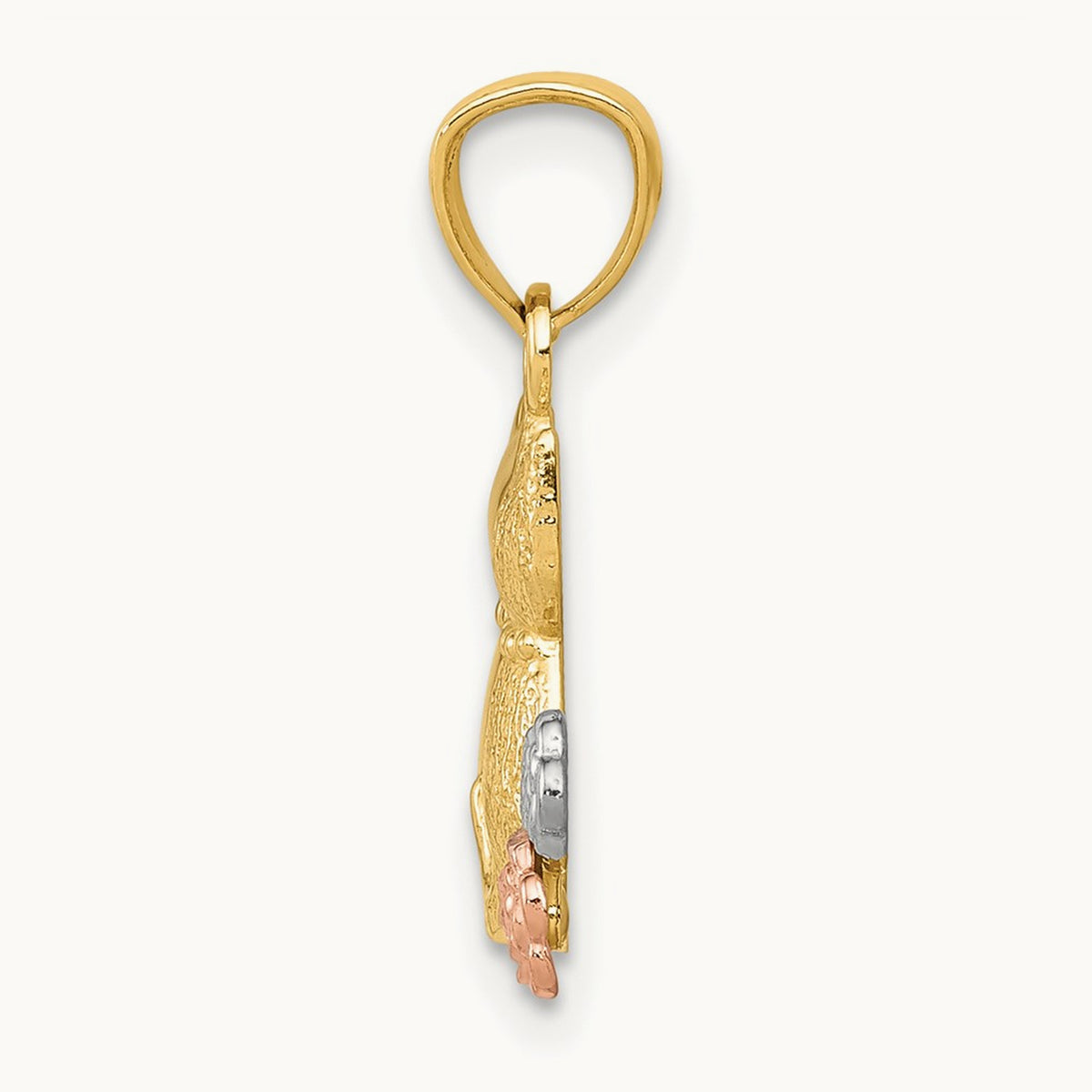 w/White Rhodium Cats Pendant, 14K Two-tone