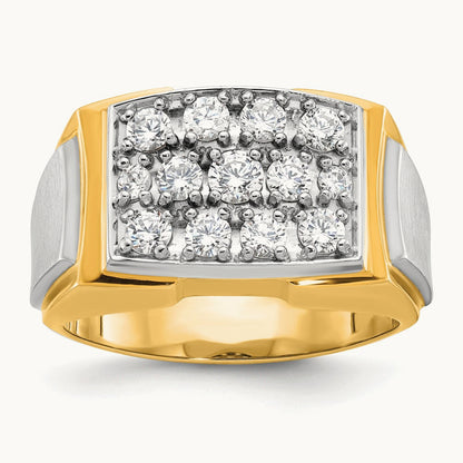 IBGoodman Men's Polished and Satin Diamond Cluster Ring, 14K Two-tone