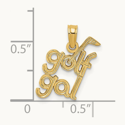 Solid Polished GOLF GAL Charm, 14K