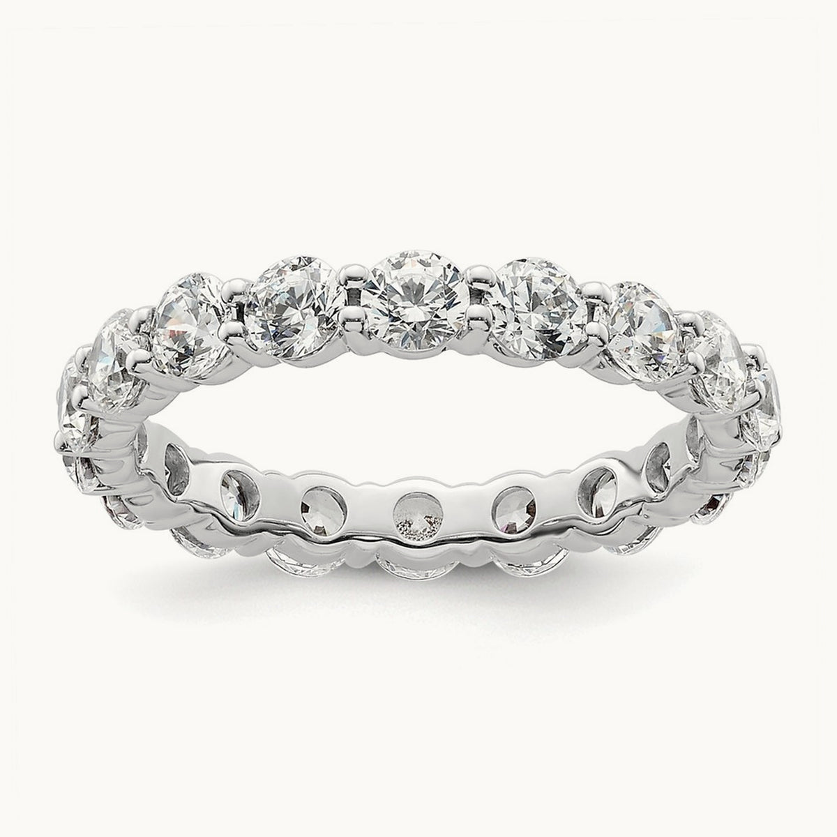 Polished Shared Prong Diamond Eternity Band, 2.00 ct tw — 14K White Gold