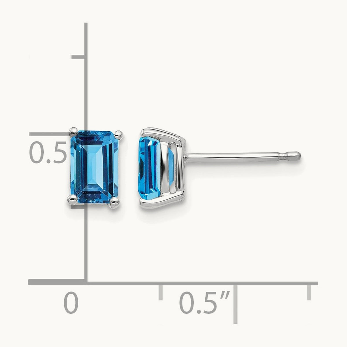6x4mm Emerald Earring Mountings, 14K White Gold
