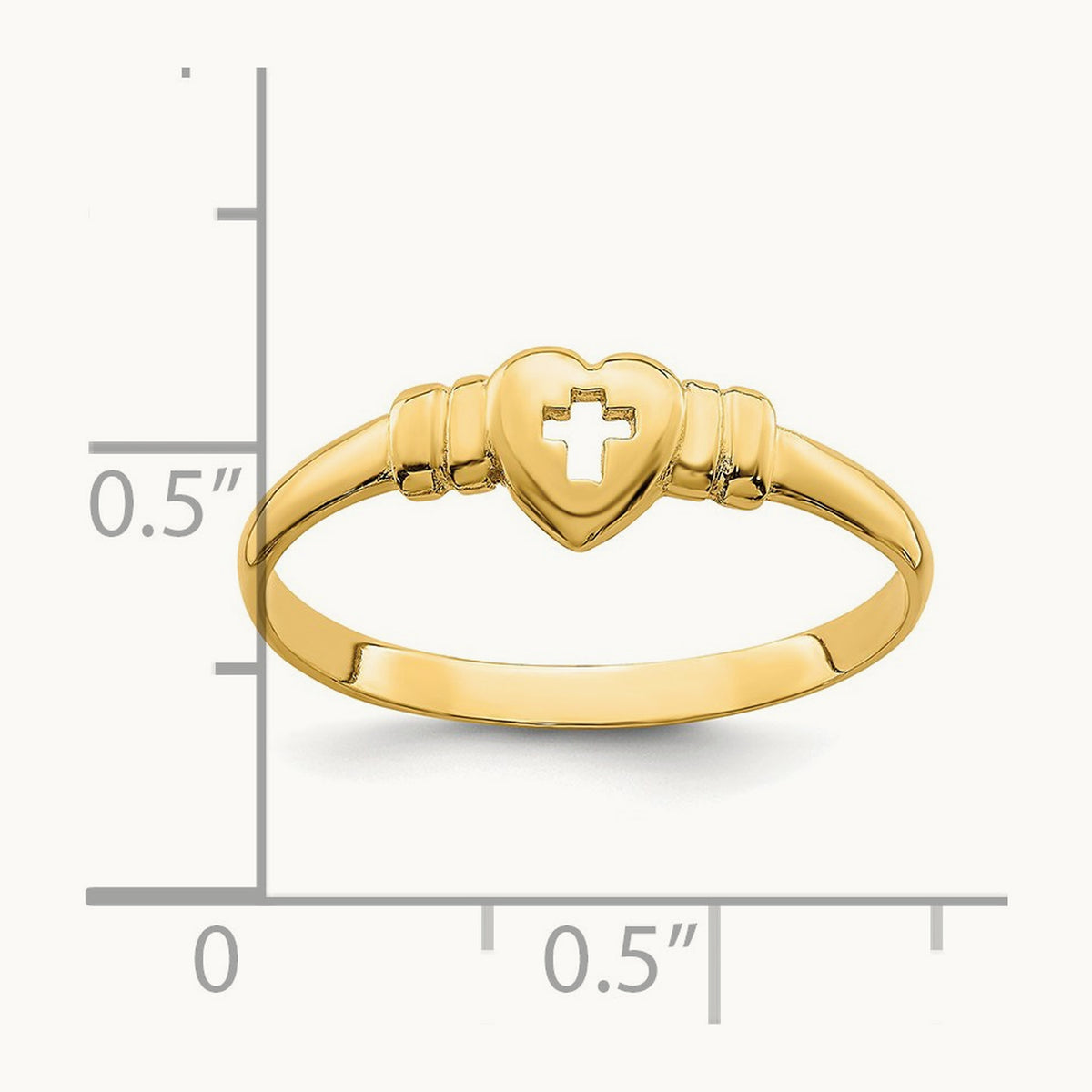 Heart w/Cut-Out Cross Ring, 14K