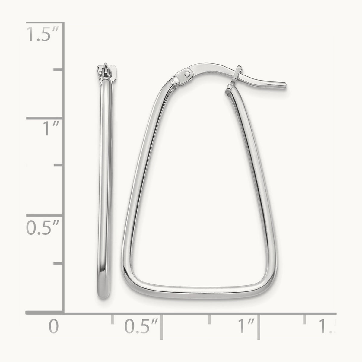 Polished Triangle Dangle Hoop Earrings — 14K White Gold