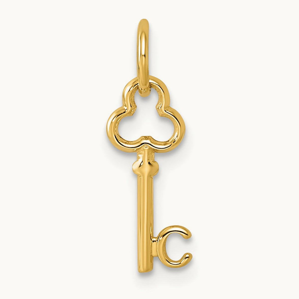 Key Initial Charm — 14K Yellow Gold, C