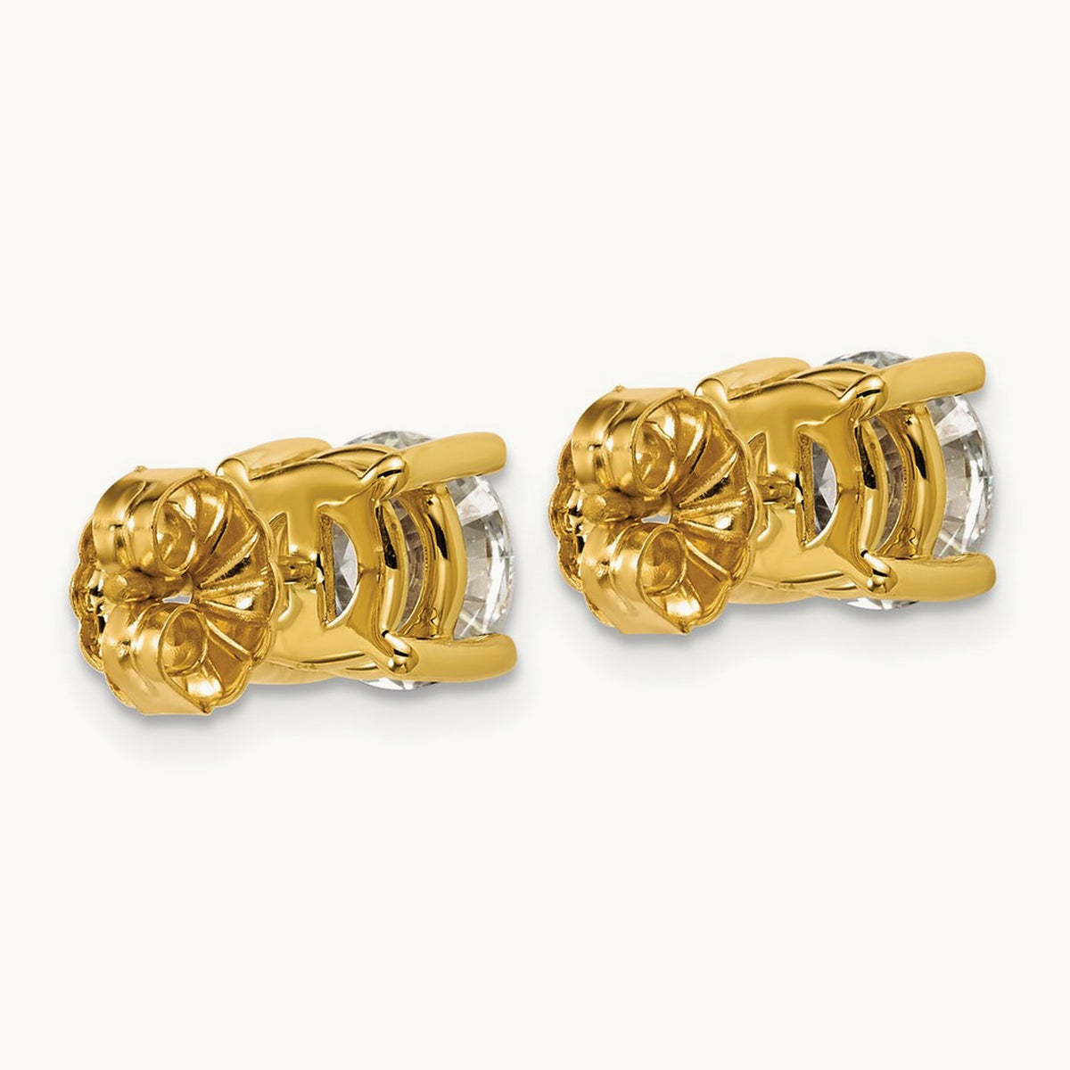 Round Lightweight Earrings, 0.25-6.00 ct tw Lab-Grown Diamond — 3 ct, 10K Yellow Gold
