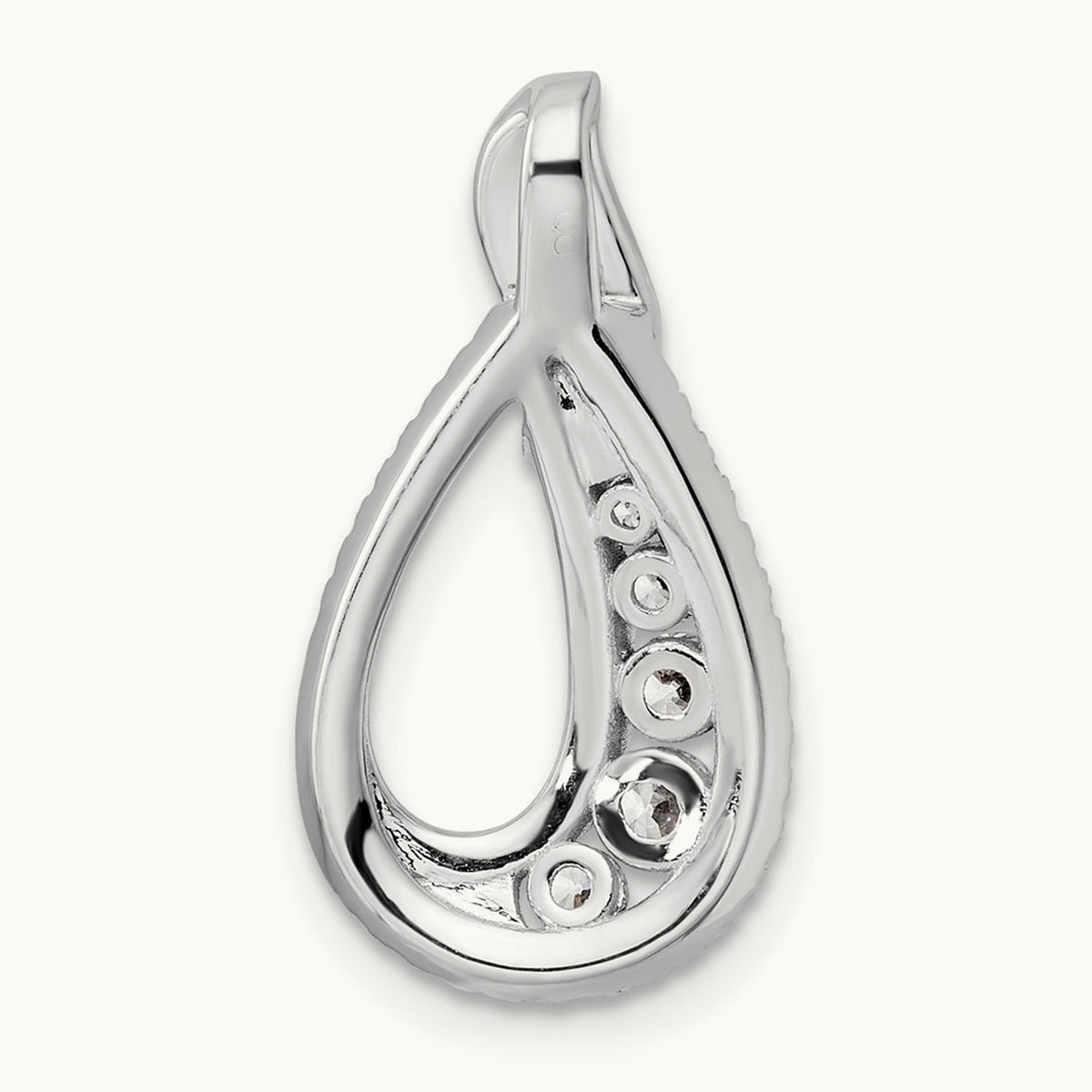 Polished Diamond Teardrop Chain slide, 14K White Gold