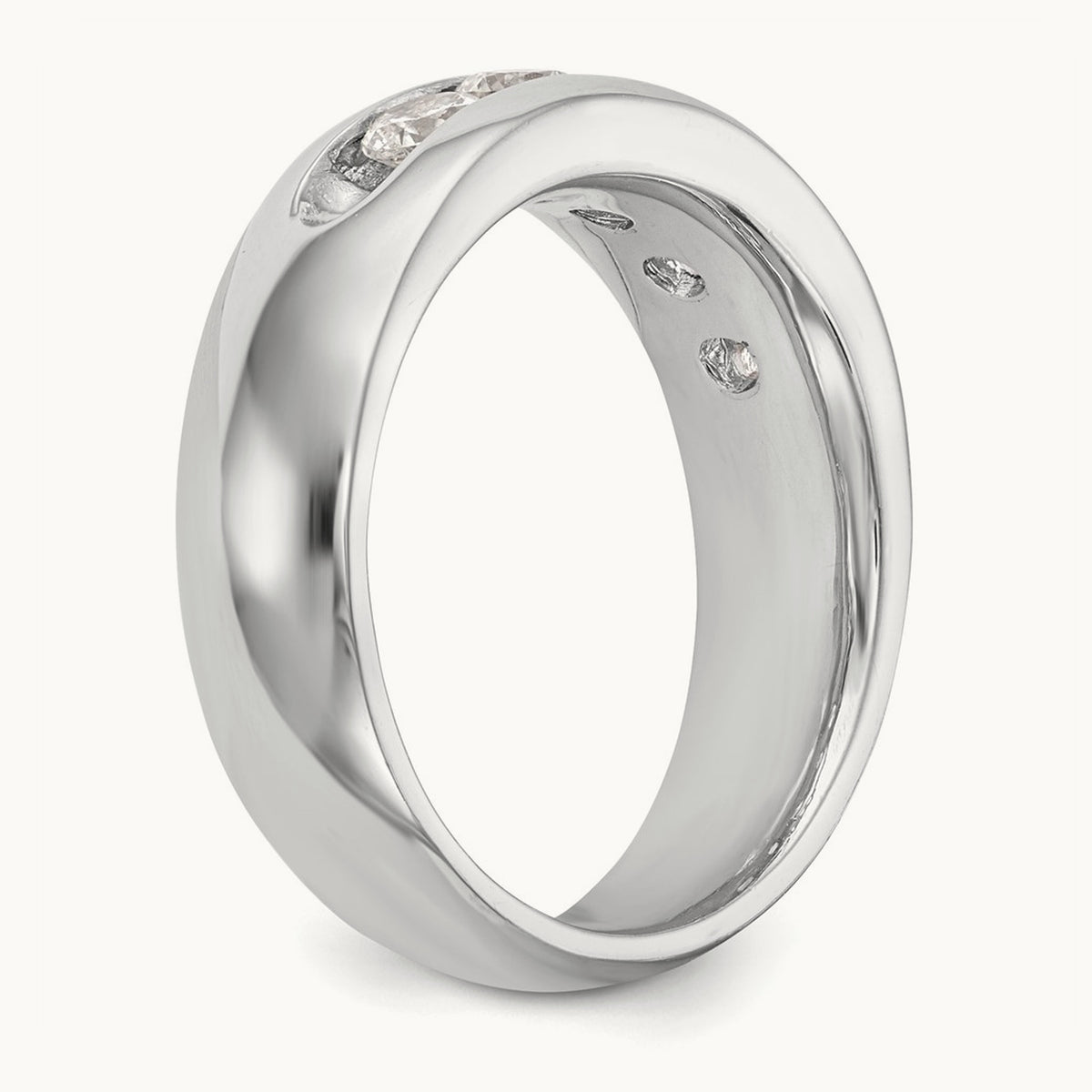 5-Stone Diamond Channel Band, 14K White Gold