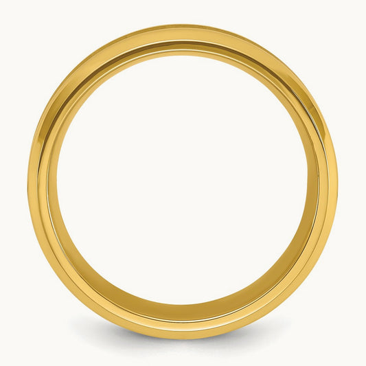 Polished Yellow IP-plated Brushed Center Band, 8mm, Stainless Steel