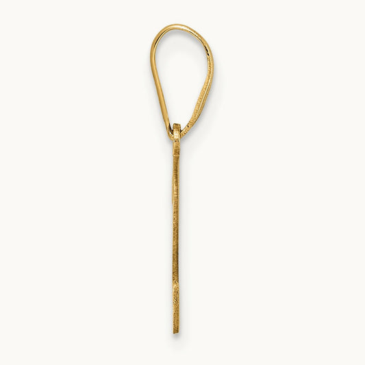 Polished Etched Letter S Initial Pendant, 14K