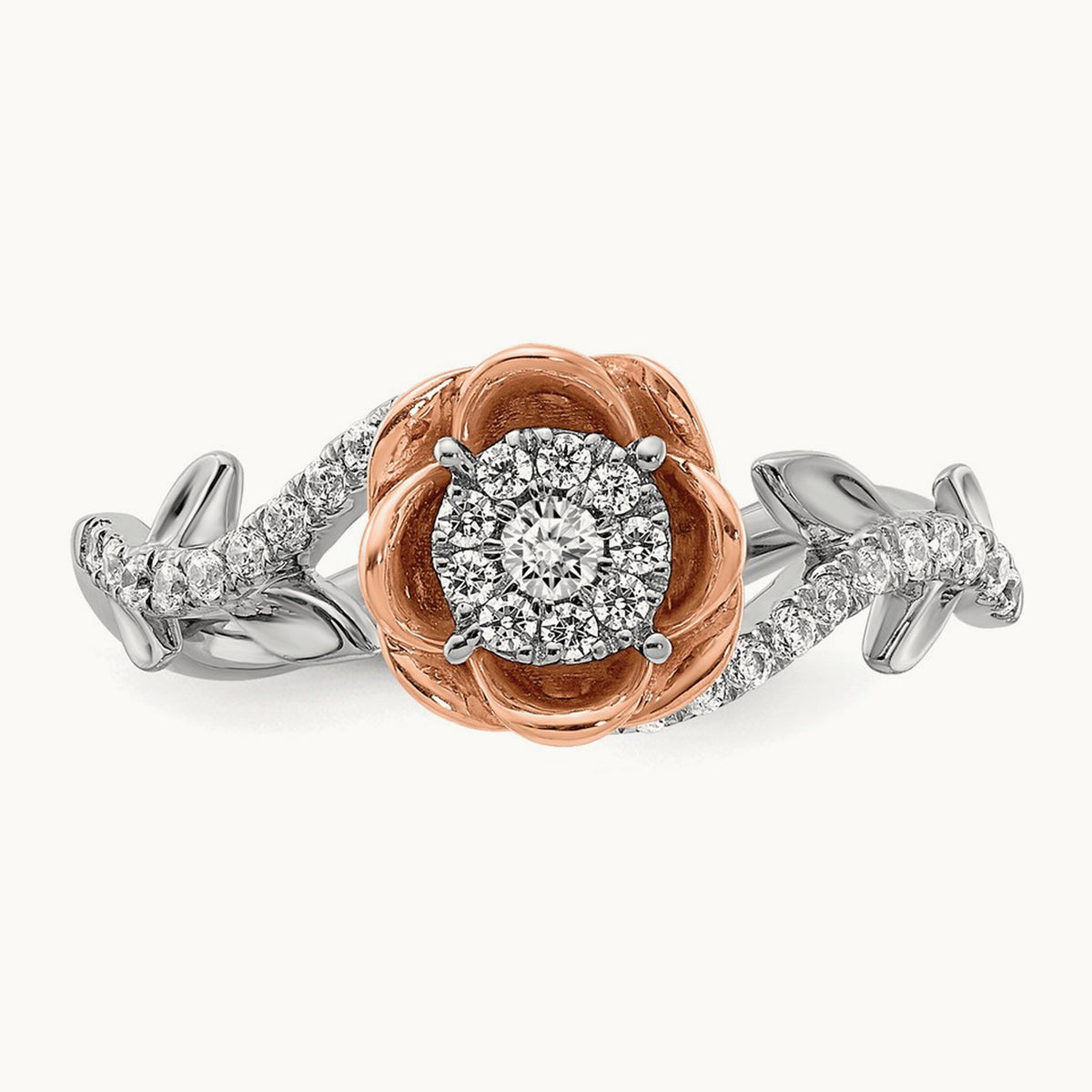 Diamond Fashion Band, 14K White with Rose Gold