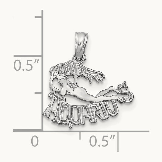 AQUARIUS Zodiac Charm — 14K White Gold
