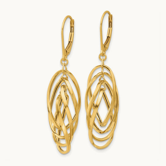 Polished Oval Twisted Dangle Leverback Earrings — photo set