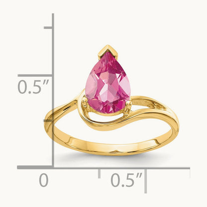 Pear Shaped Pink Tourmaline Ring, 14K